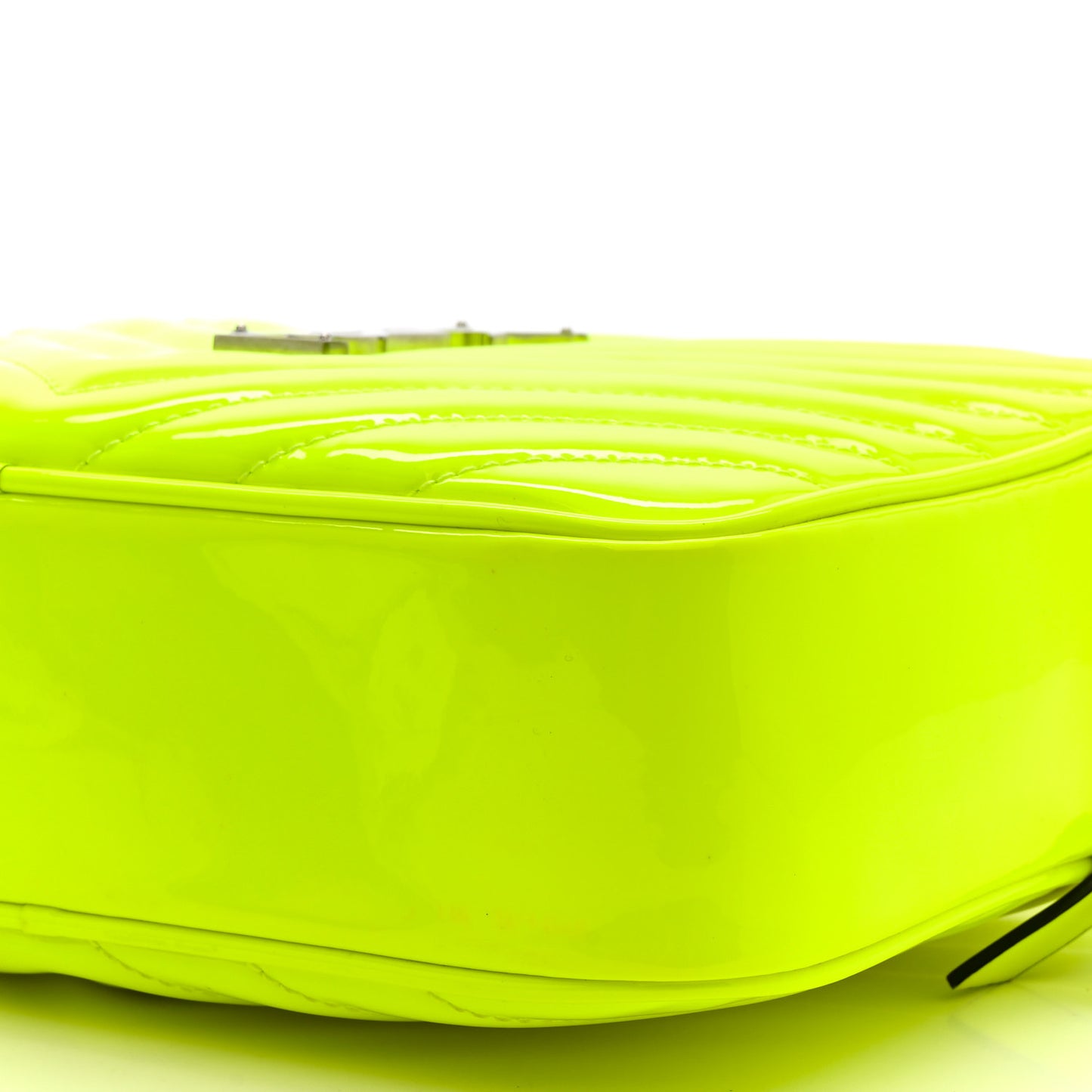 Patent Calfskin Matelasse Monogram Lou Camera Bag Neon Yellow