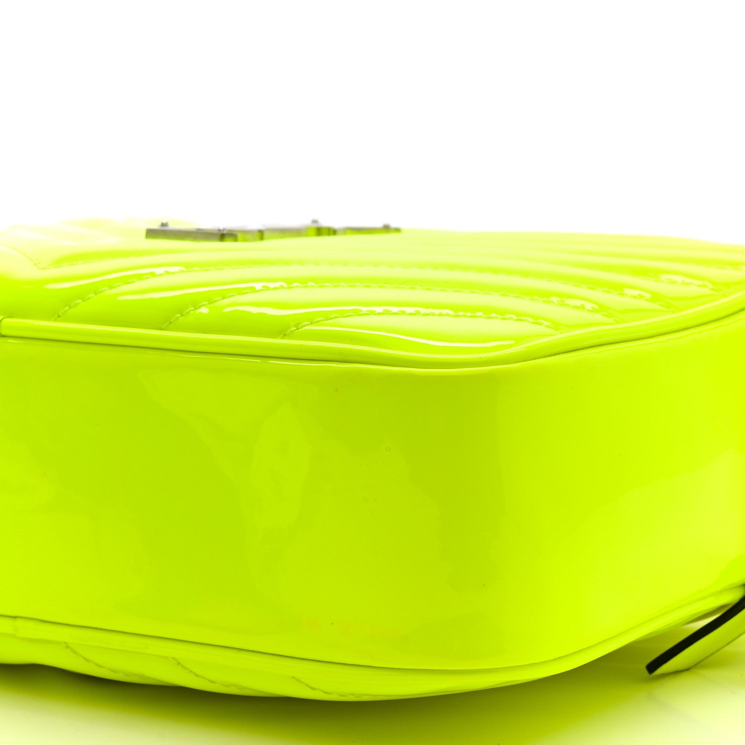 Saint Laurent Patent Calfskin Matelasse Monogram Lou Camera Bag Neon Yellow 10 of 10