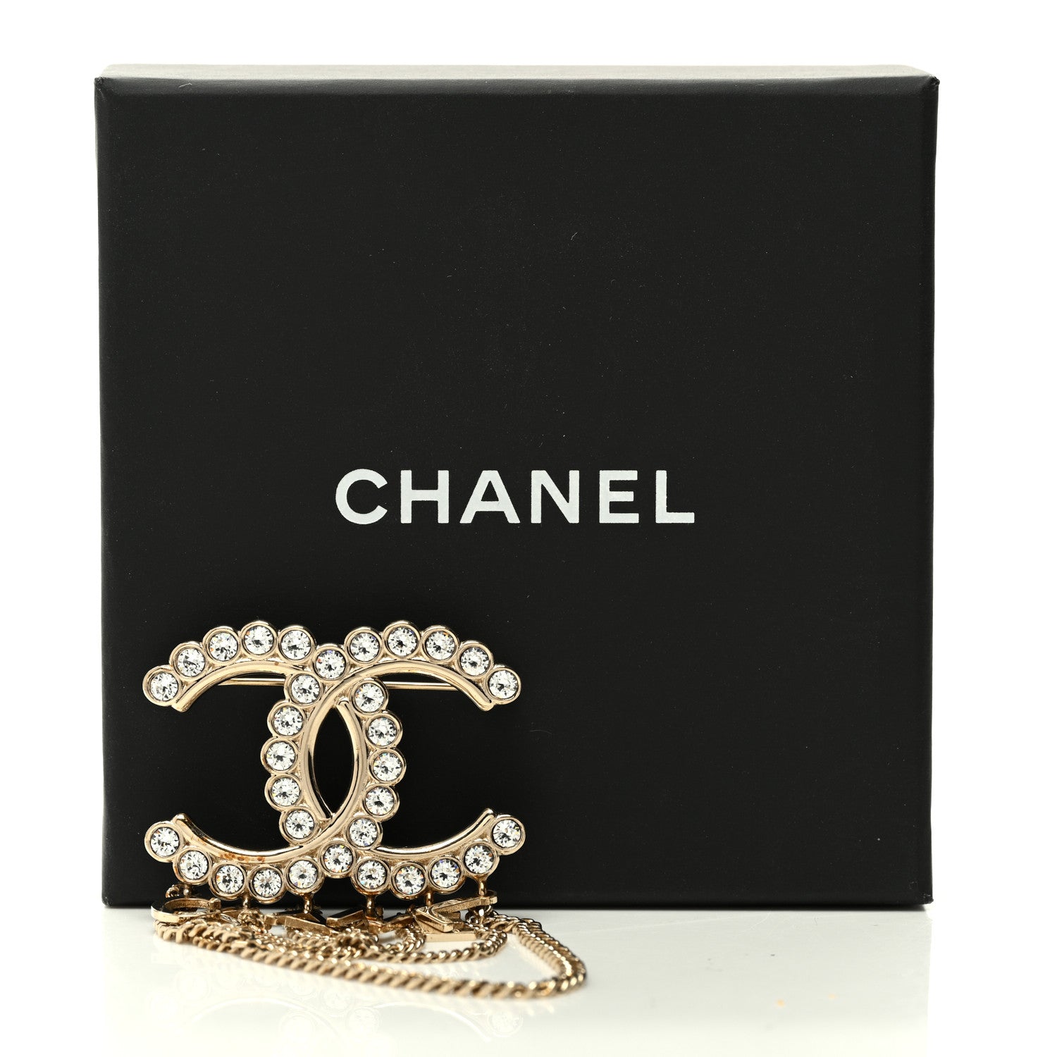 Chanel Metal Crystal Bow-tiful CC Chain Brooch Gold 5 of 5