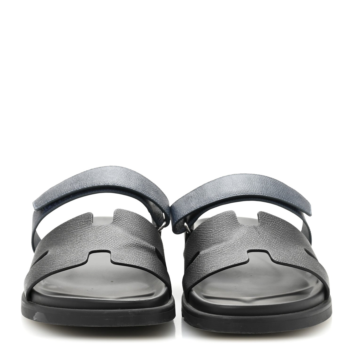 Hermes Epsom Mens Chypre Sandals 44.5 Black Bleu Céleste 3 of 10