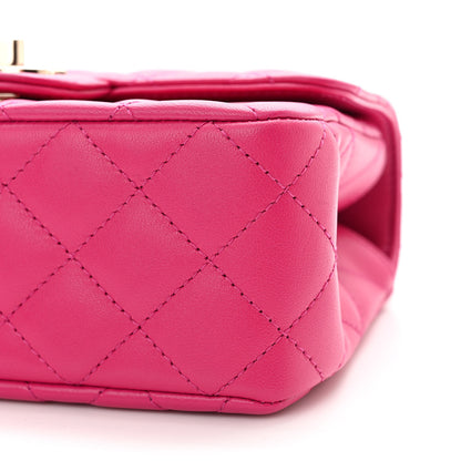 Chanel Lambskin Quilted Mini Crystal Top Handle Rectangular Flap Dark Pink 10 of 11