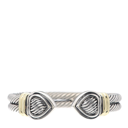 David Yurman Sterling Silver 14K Yellow Gold Double Cable Heart Bracelet 1 of 5