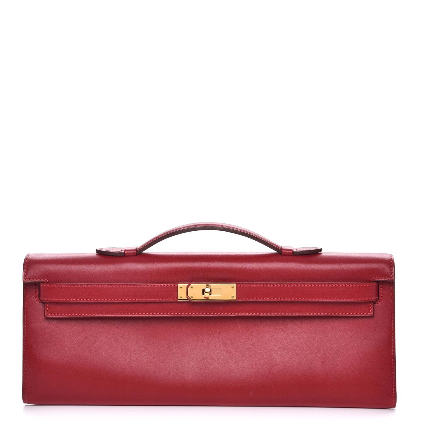 Tadelakt Kelly Cut Clutch Rouge Vif