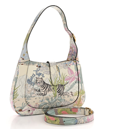 Gucci New Shangai Calfskin Tiger Savanah Small Jackie 1961 Hobo Chalky White Multicolor 3 of 12