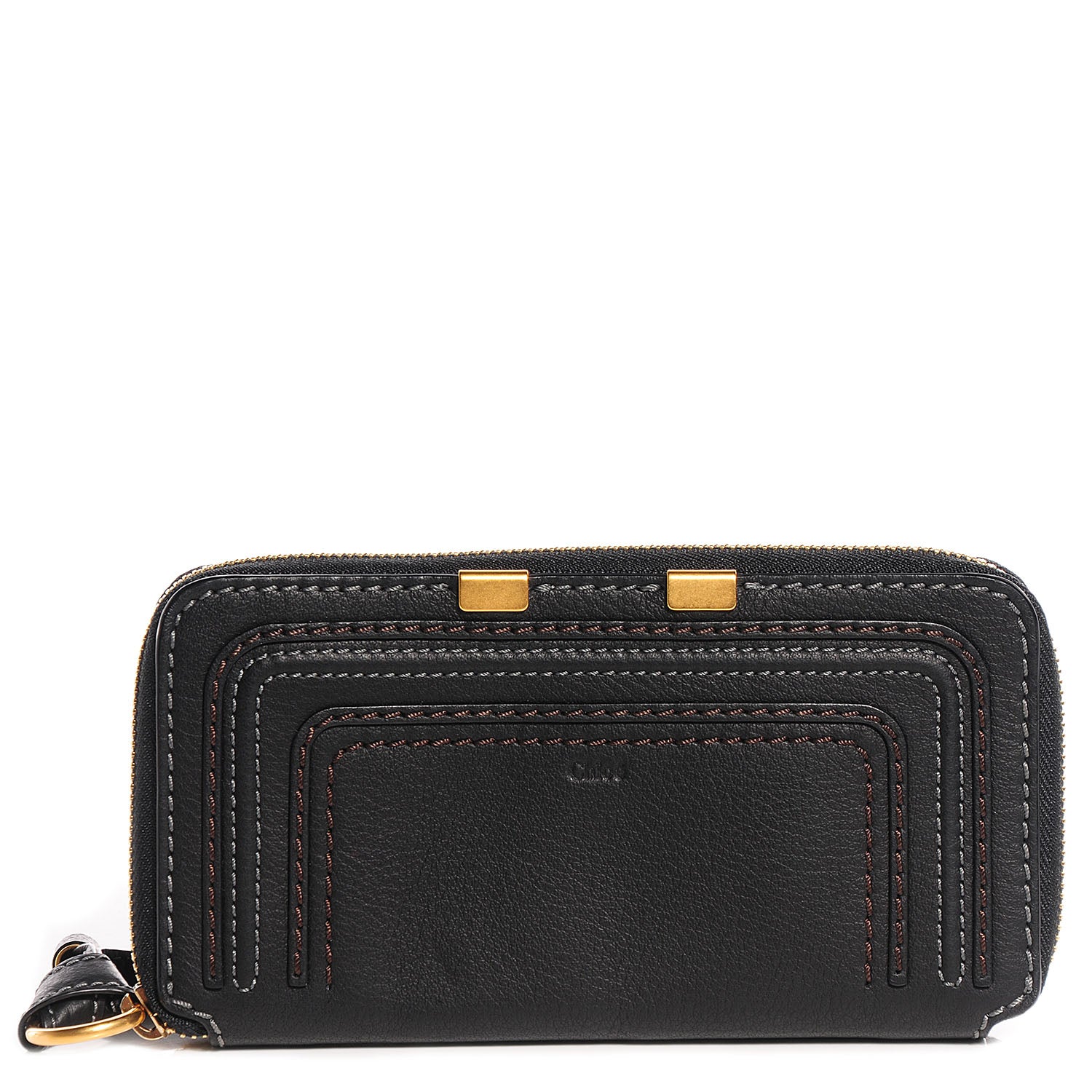 Chloe Grained Calfskin Marcie Long Zip Around Wallet Black 1 of 6