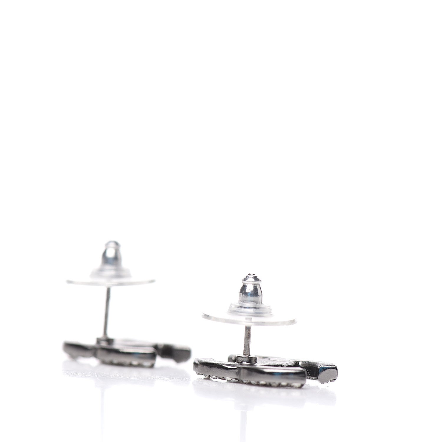 Chanel Crystal Timeless CC Earrings Silver 3 of 5