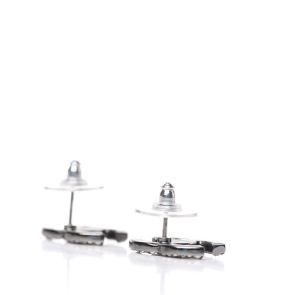 Chanel Crystal Timeless CC Earrings Silver 3 of 5