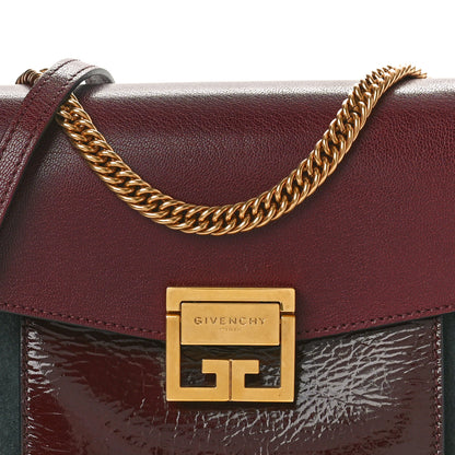 Givenchy Crinkled Patent Deerskin Suede Small GV3 Shoulder Bag Aubergine Graphite 7 of 9