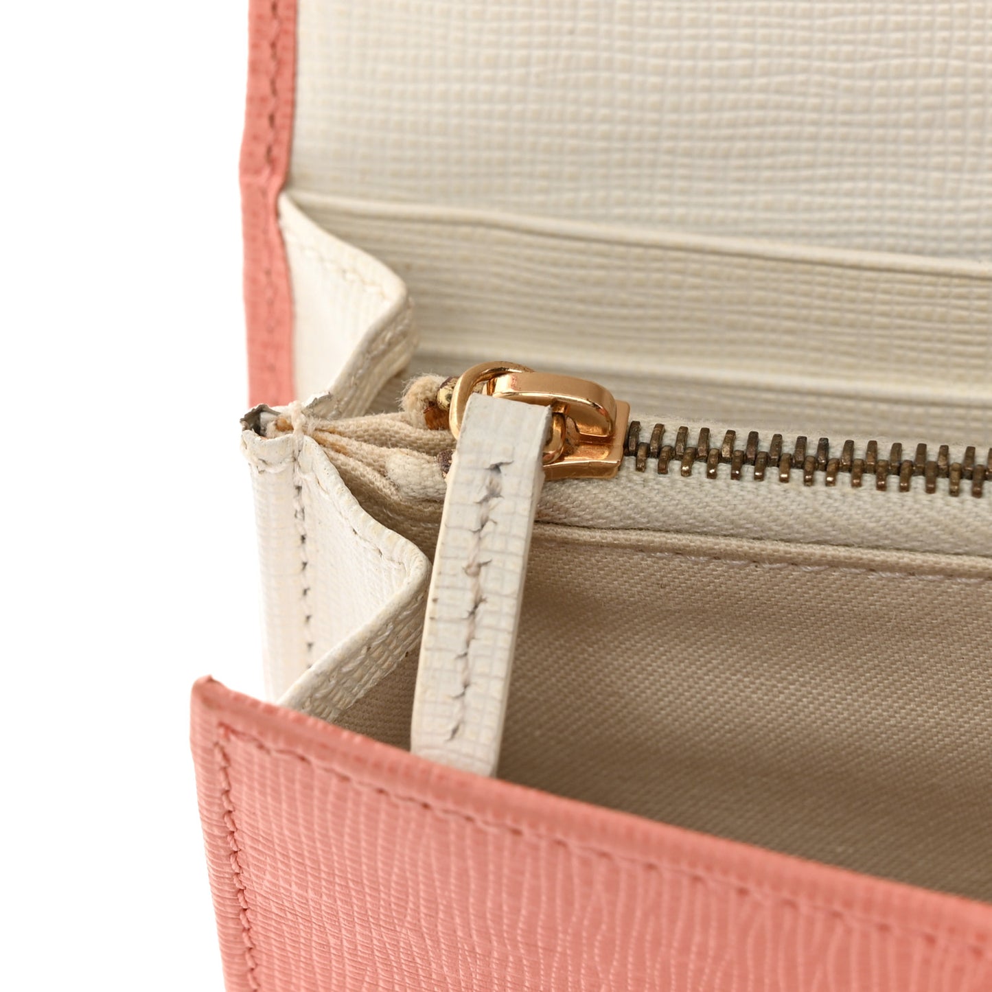 Vitello Elite Bi-Color Simply Continental Wallet Pesca White Plaster