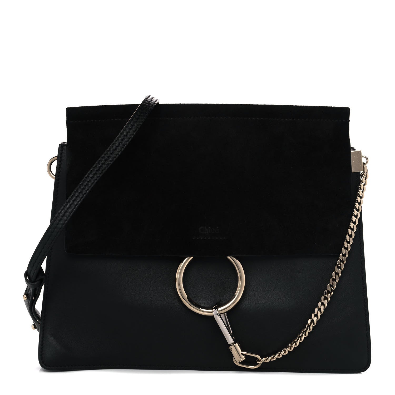 Chloe Suede Calfskin Medium Faye Shoulder Bag Black 1 of 11