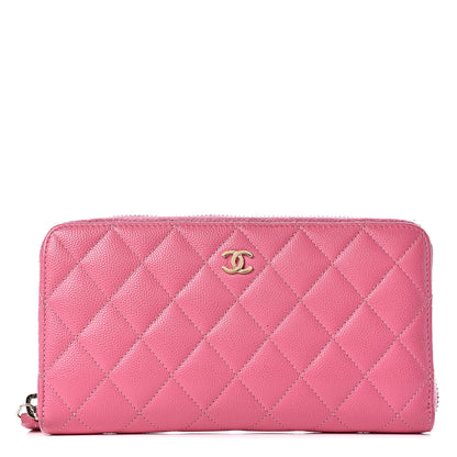 Chanel Caviar Quilted Large Gusset Zip Around Wallet Pink 1 of 15