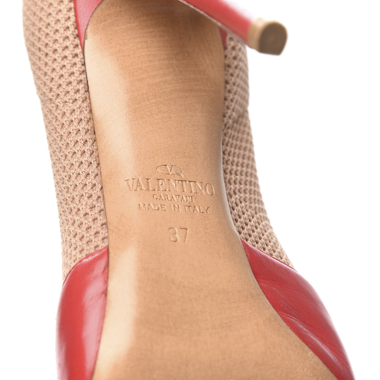 Nappa Knit Rockstud 105mm Sock Booties 37 Red