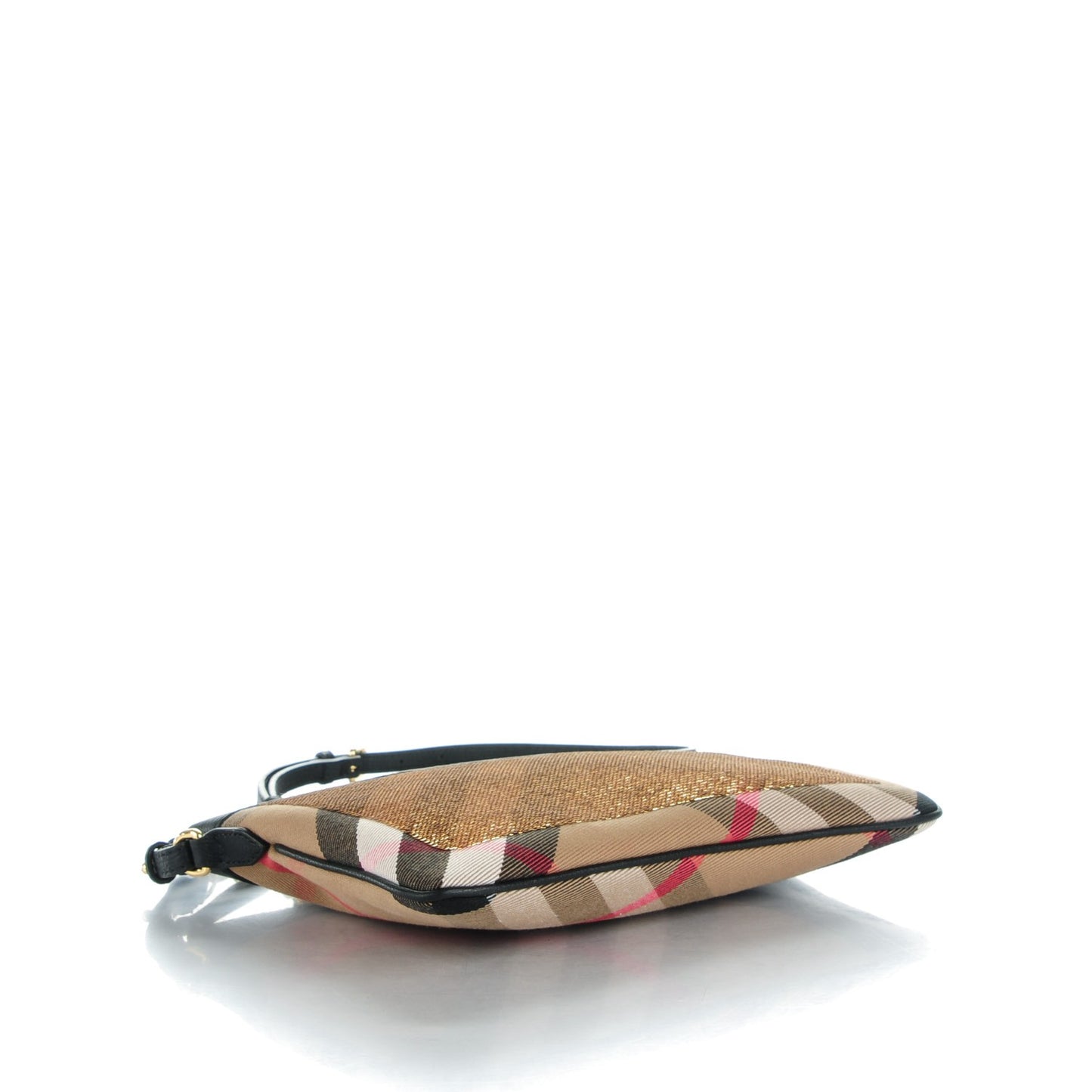 House Check Sequin Peyton Crossbody Clutch Bag Gold Black