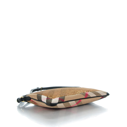 Burberry House Check Sequin Peyton Crossbody Clutch Bag Gold Black 4 of 8