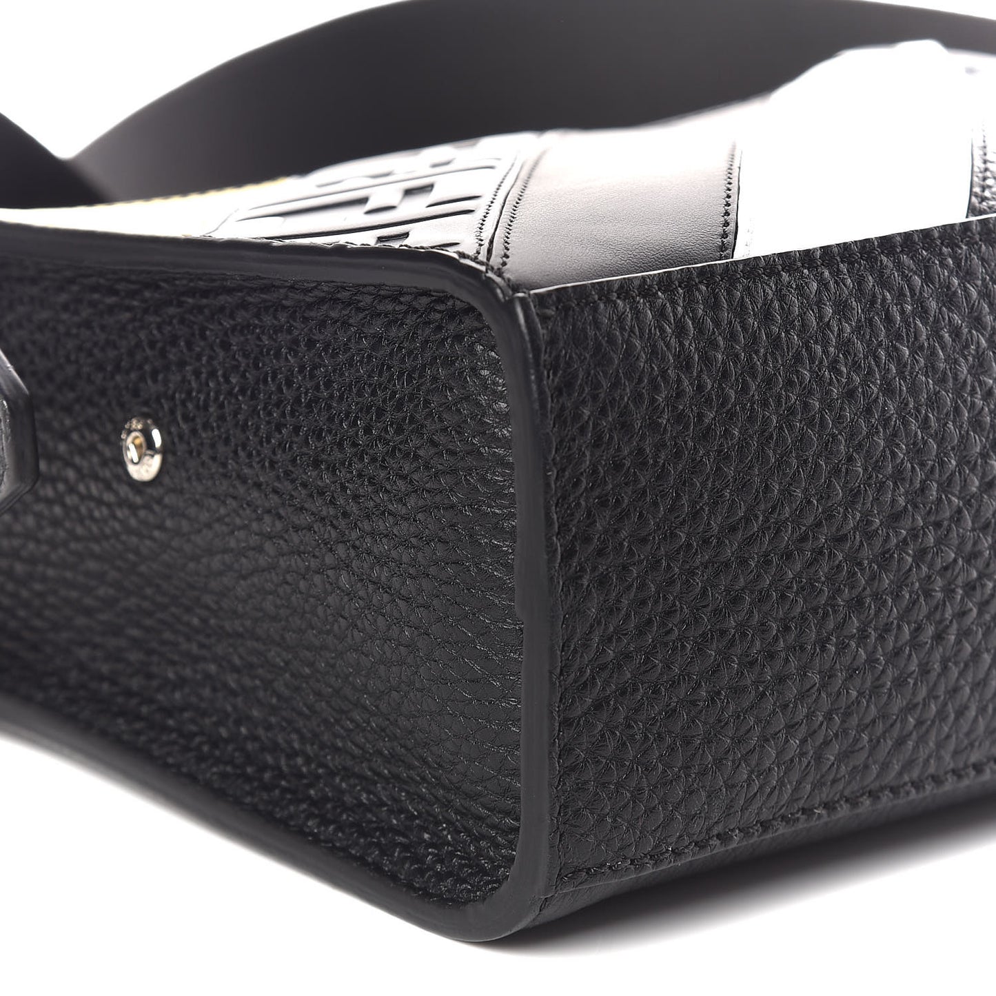Cuoio Romano FF 1974 Embossed Stripes Mini Lui Bag Black Sunflower White