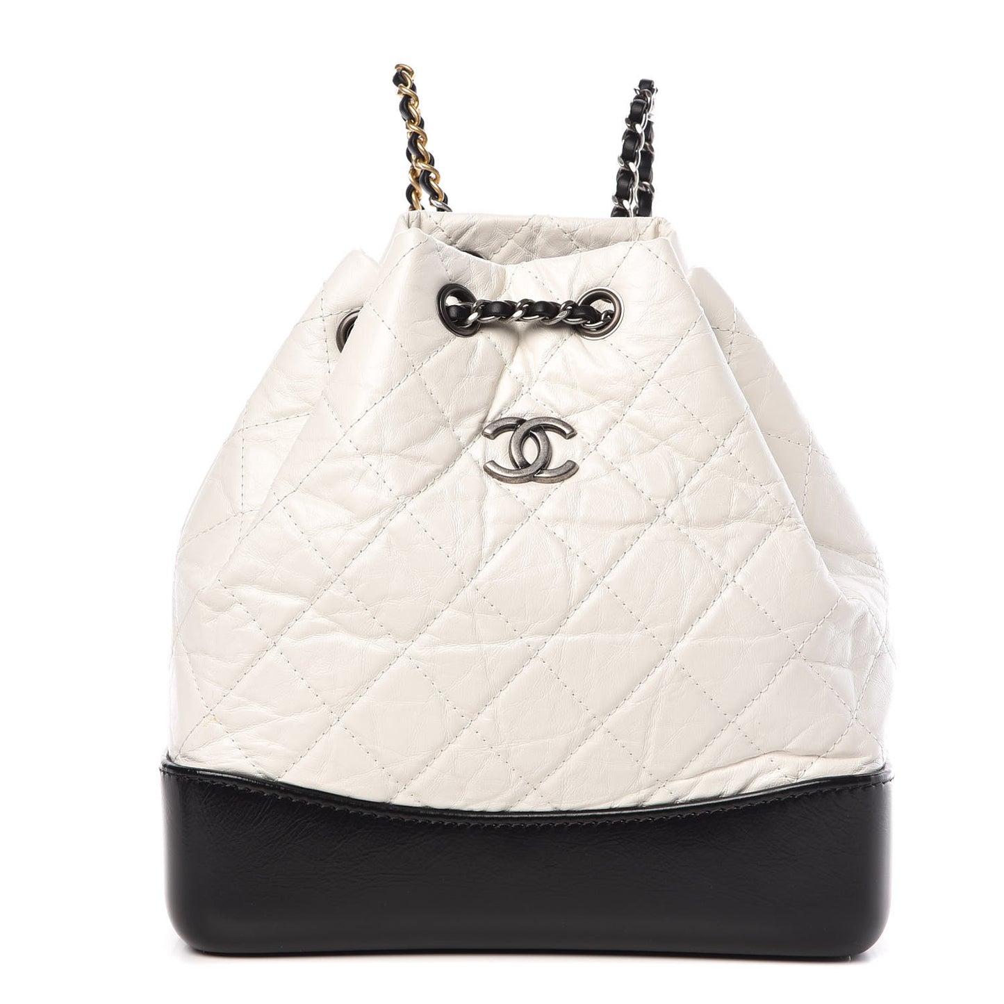 Aged Calfskin Quilted Small Gabrielle Backpack Black White