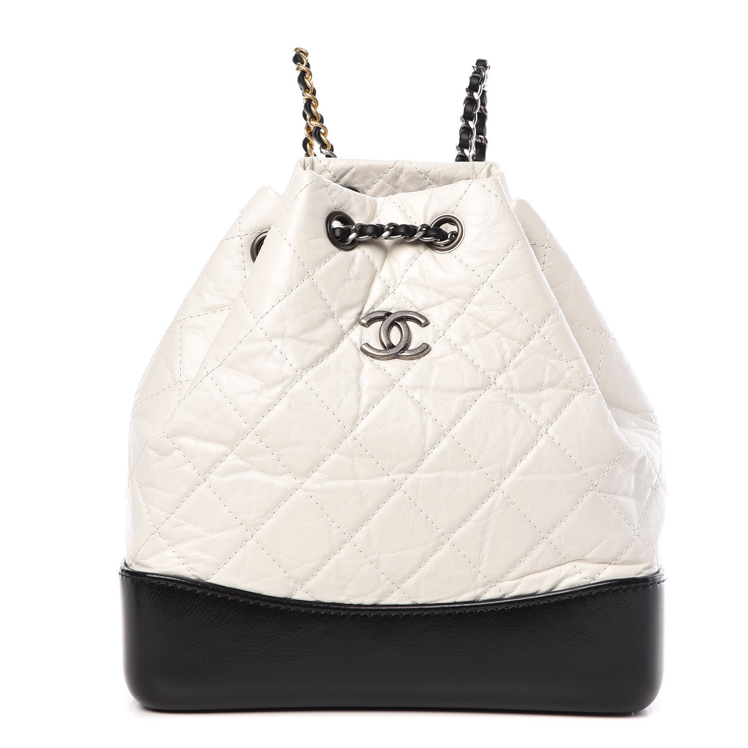 Chanel Aged Calfskin Quilted Small Gabrielle Backpack Black White 1 of 9