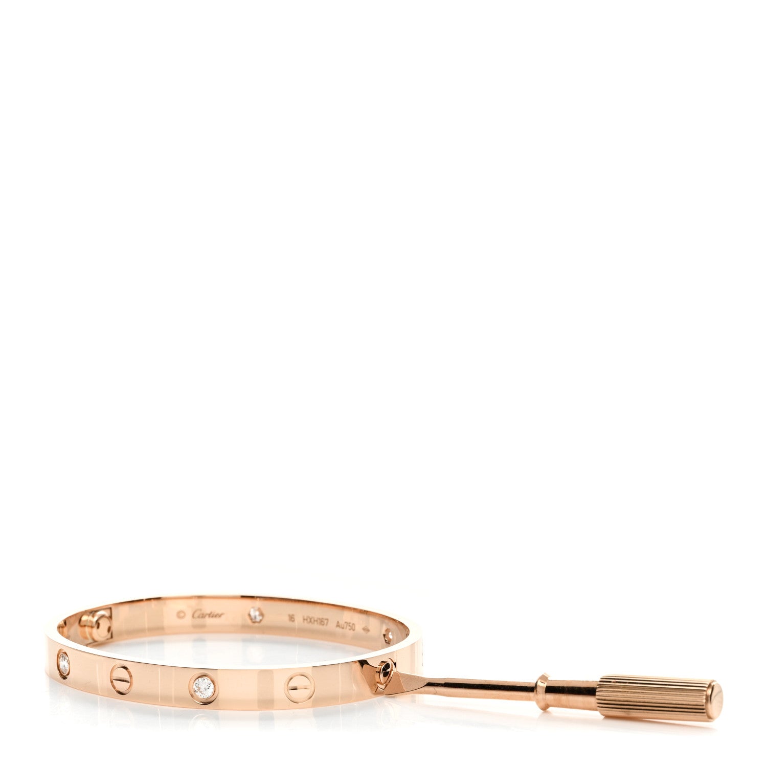 Cartier 18K Pink Gold 4 Diamond LOVE Bracelet 16 4 of 5