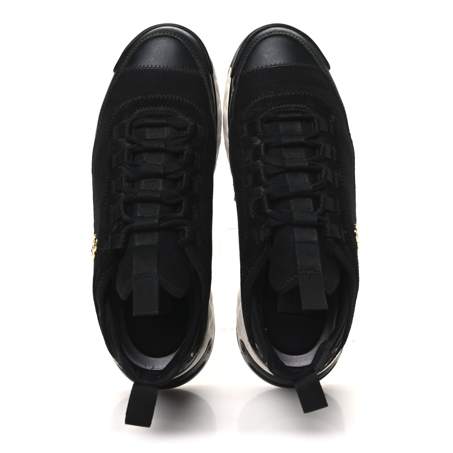 Velvet Calfskin Mixed Fibers CC Sneakers 39 Black