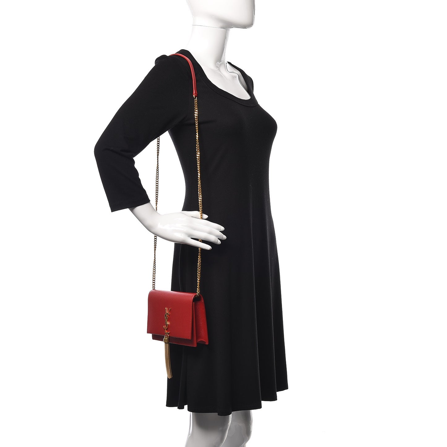 Grain De Poudre Small Classic Monogram Kate Tassel Satchel Red