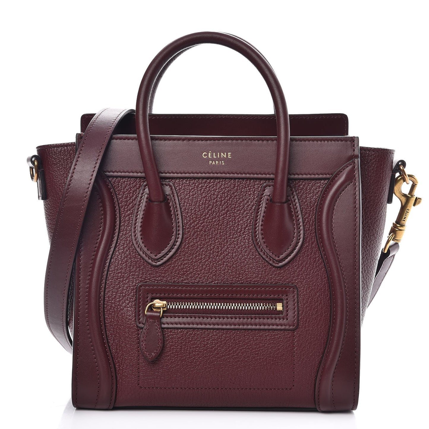 Smooth Calfskin Goatskin Nano Luggage Burgundy