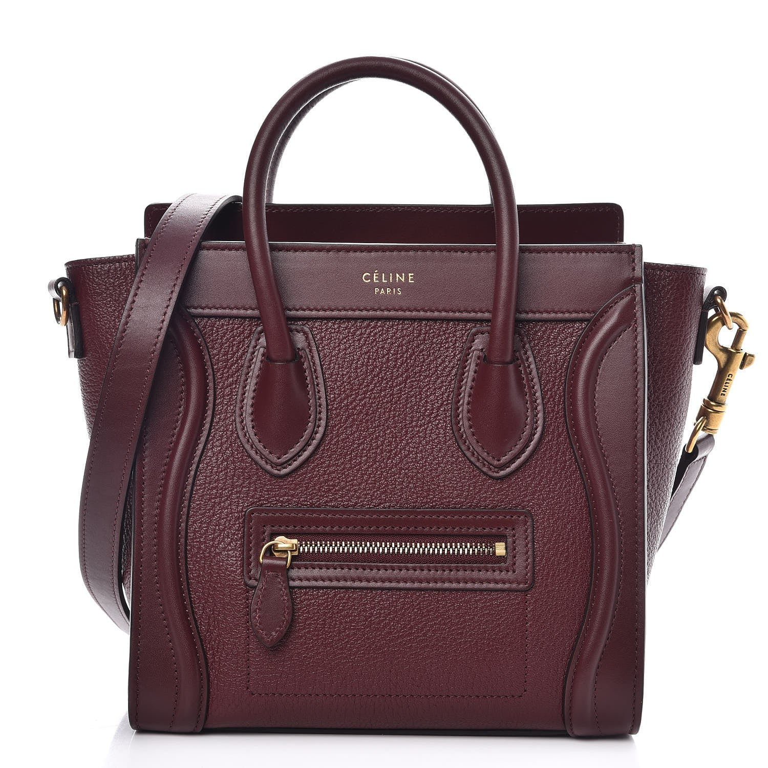 Celine Smooth Calfskin Goatskin Nano Luggage Burgundy 1 of 9