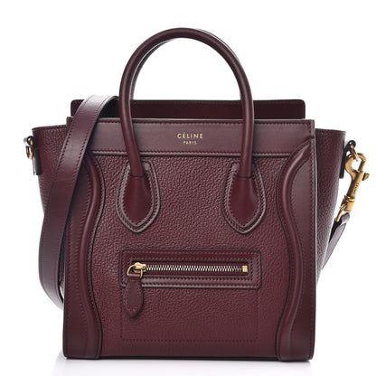 Celine Smooth Calfskin Goatskin Nano Luggage Burgundy 1 of 9