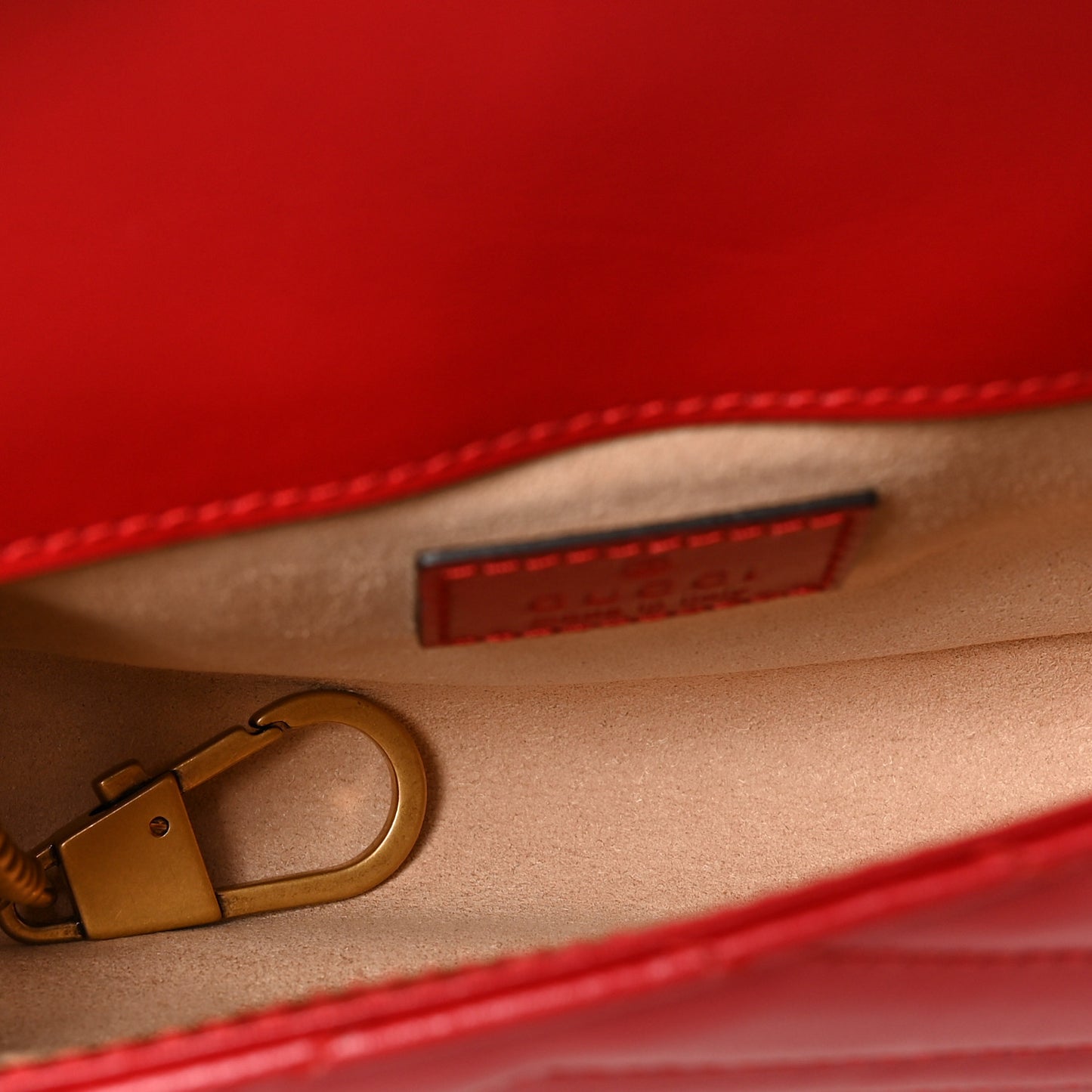 Calfskin Matelasse Super Mini GG Marmont Shoulder Bag Hibiscus Red