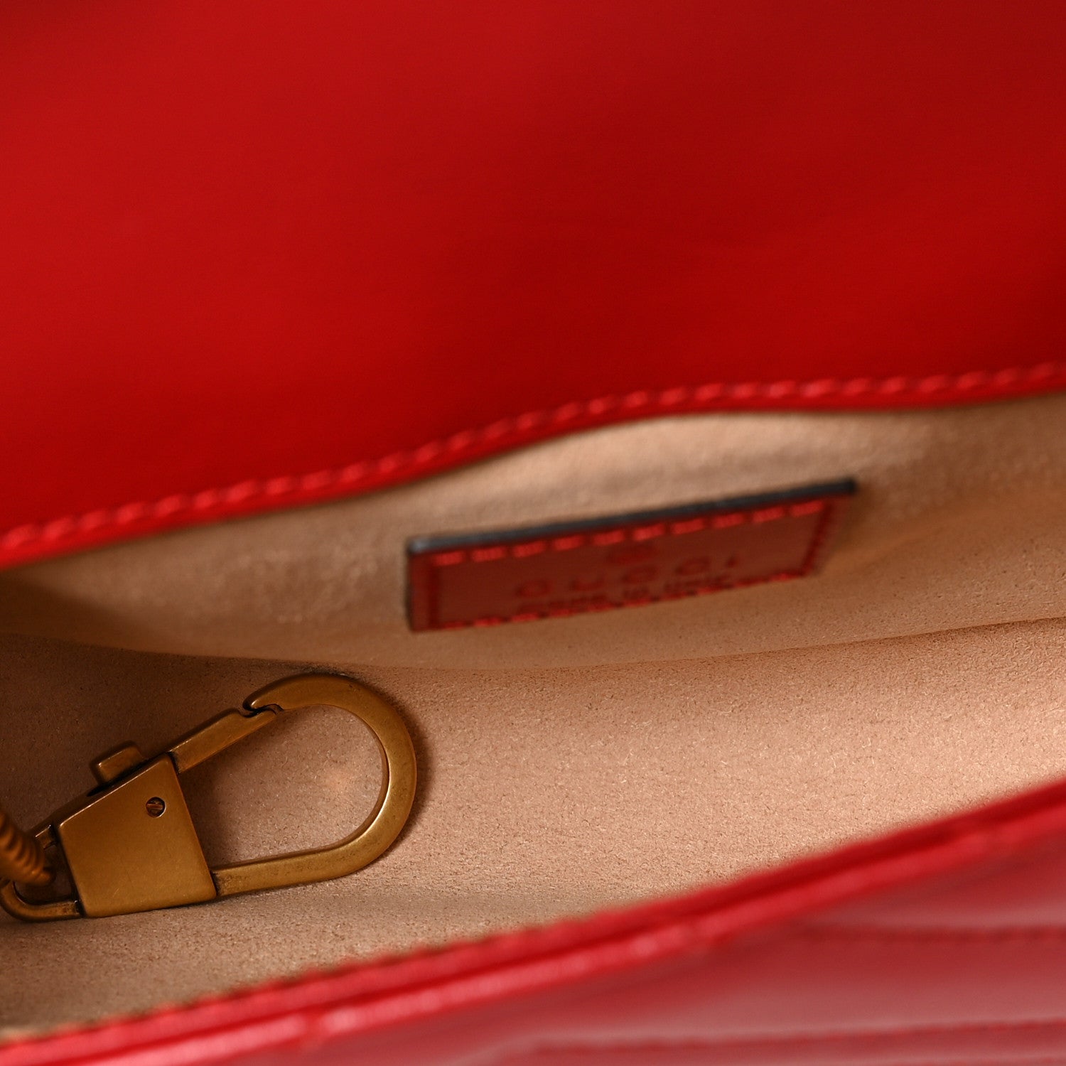 Gucci Calfskin Matelasse Super Mini GG Marmont Shoulder Bag Hibiscus Red 5 of 8
