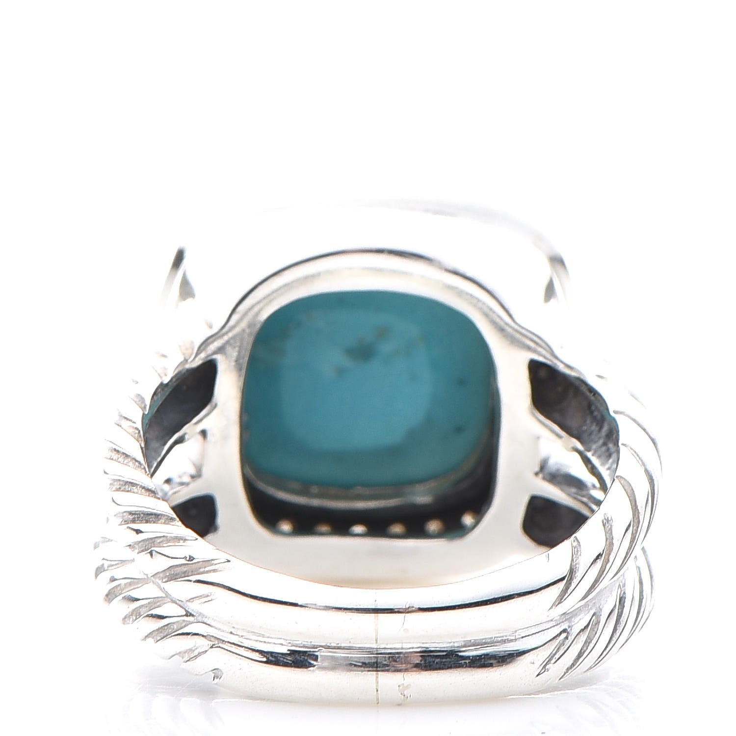 David Yurman Sterling Silver Diamond Turquoise 11mm Albion Ring 52 6 3 of 5