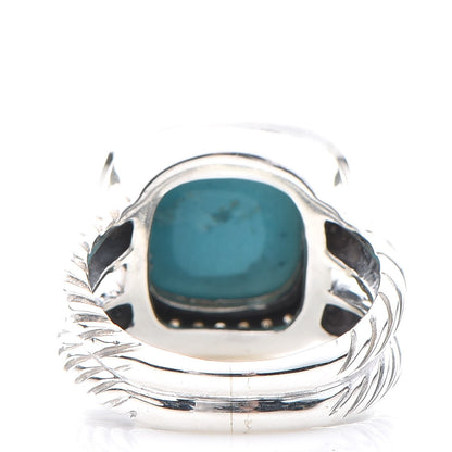 David Yurman Sterling Silver Diamond Turquoise 11mm Albion Ring 52 6 3 of 5