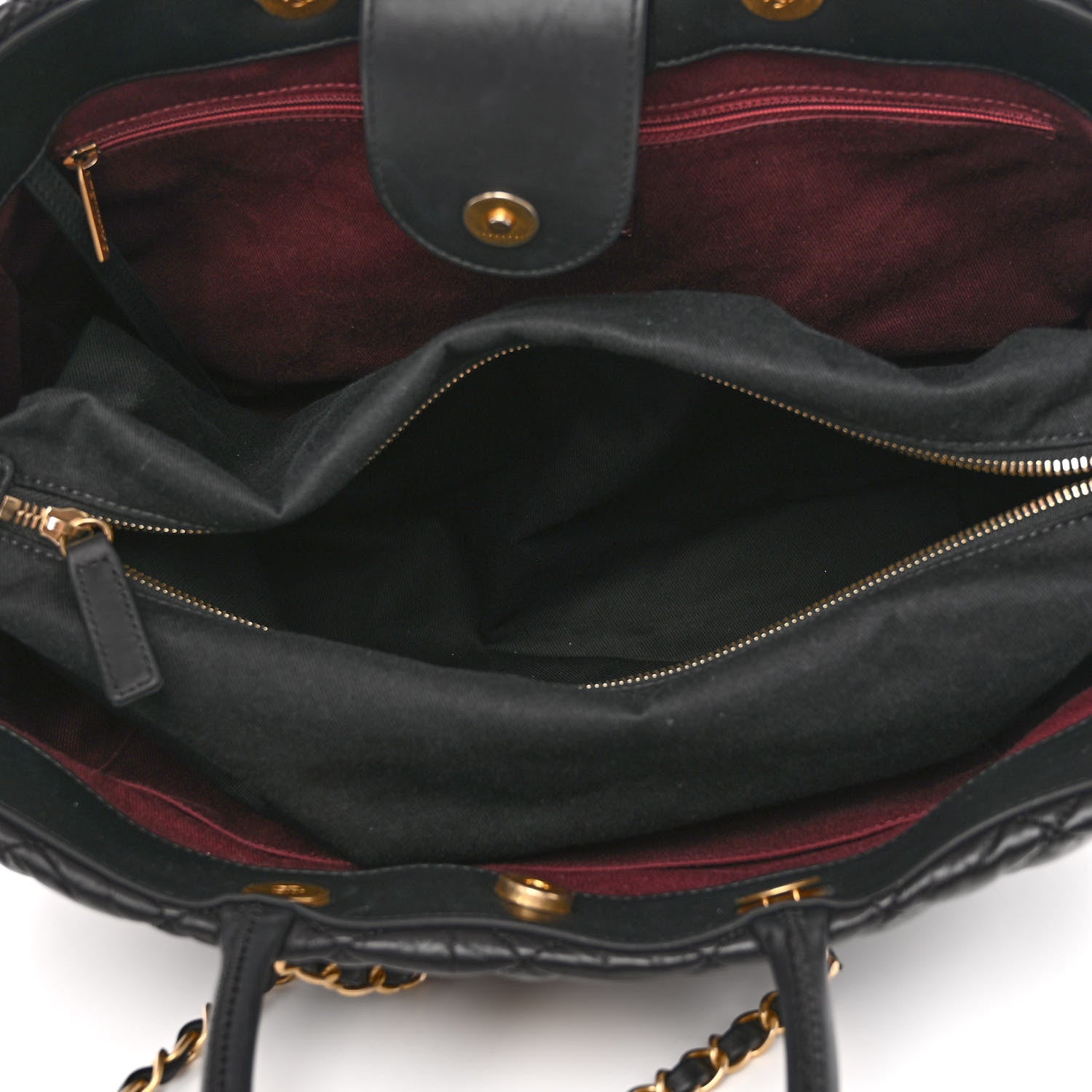 Chanel Aged Calfskin Quilted Large Coco Handle Shopping Tote Black 6 of 12