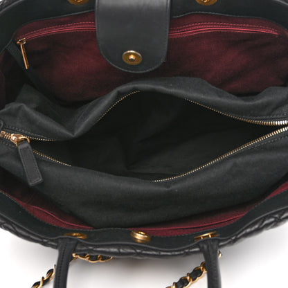 Chanel Aged Calfskin Quilted Large Coco Handle Shopping Tote Black 6 of 12