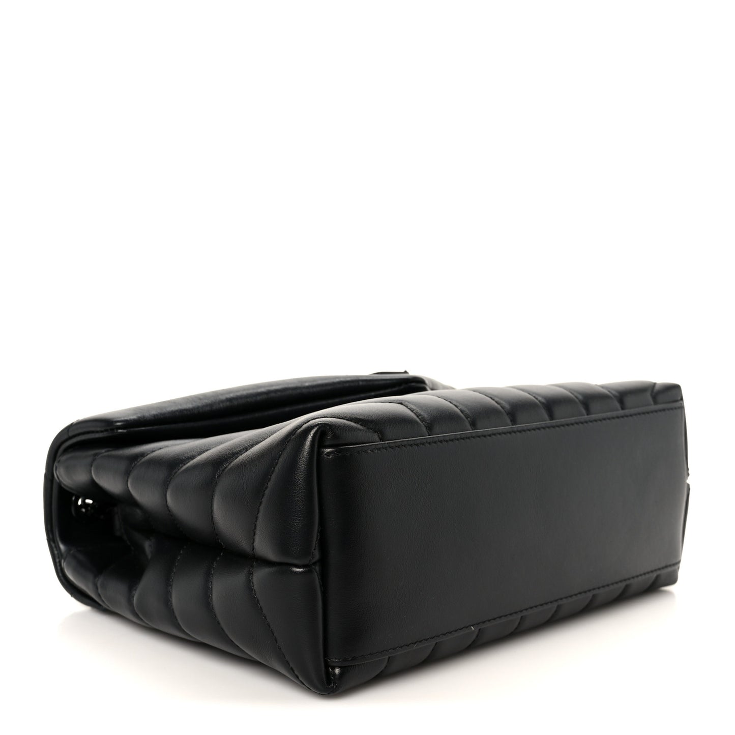 Calfskin Y Quilted Monogram Monochrome Small Loulou Chain Satchel Black