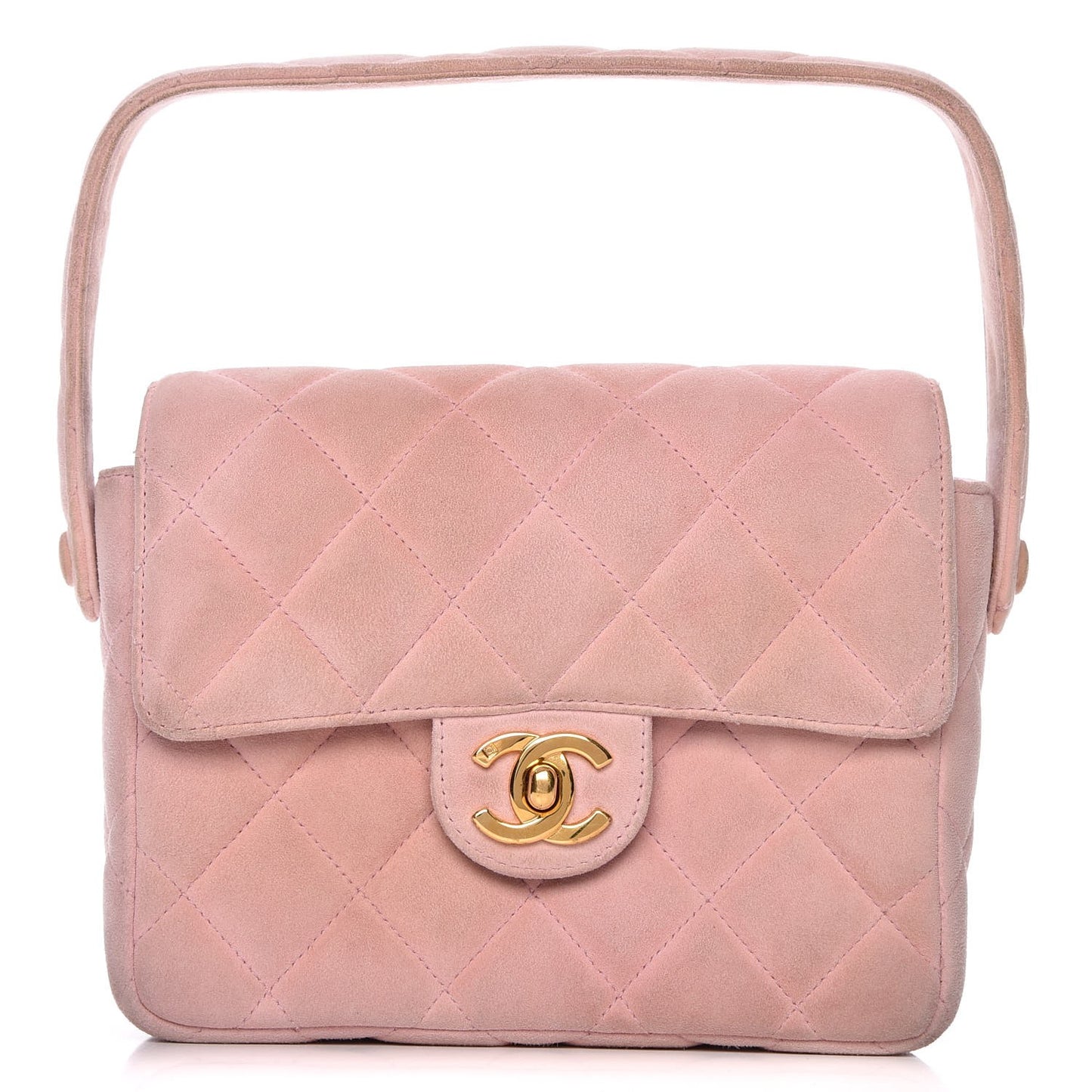 Suede Quilted Mini Flap Pink