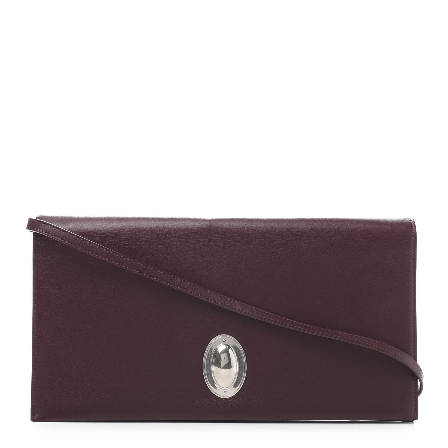 Celine Calfskin Oval Clutch on Strap Burgundy 1 of 9