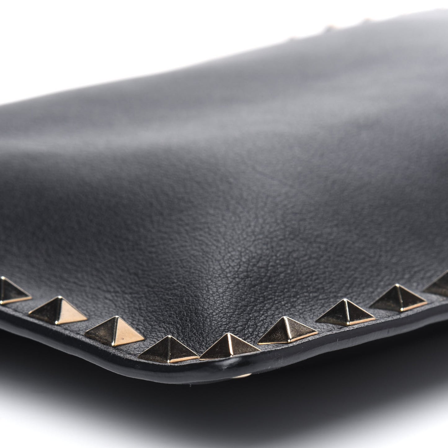 Vitello Large Rockstud Zip Pouch Black
