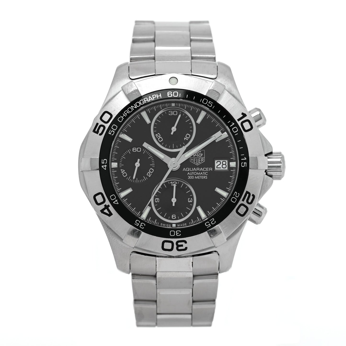 Stainless Steel 41mm Aquaracer 300M Chronograph Automatic Watch Black CAF2110