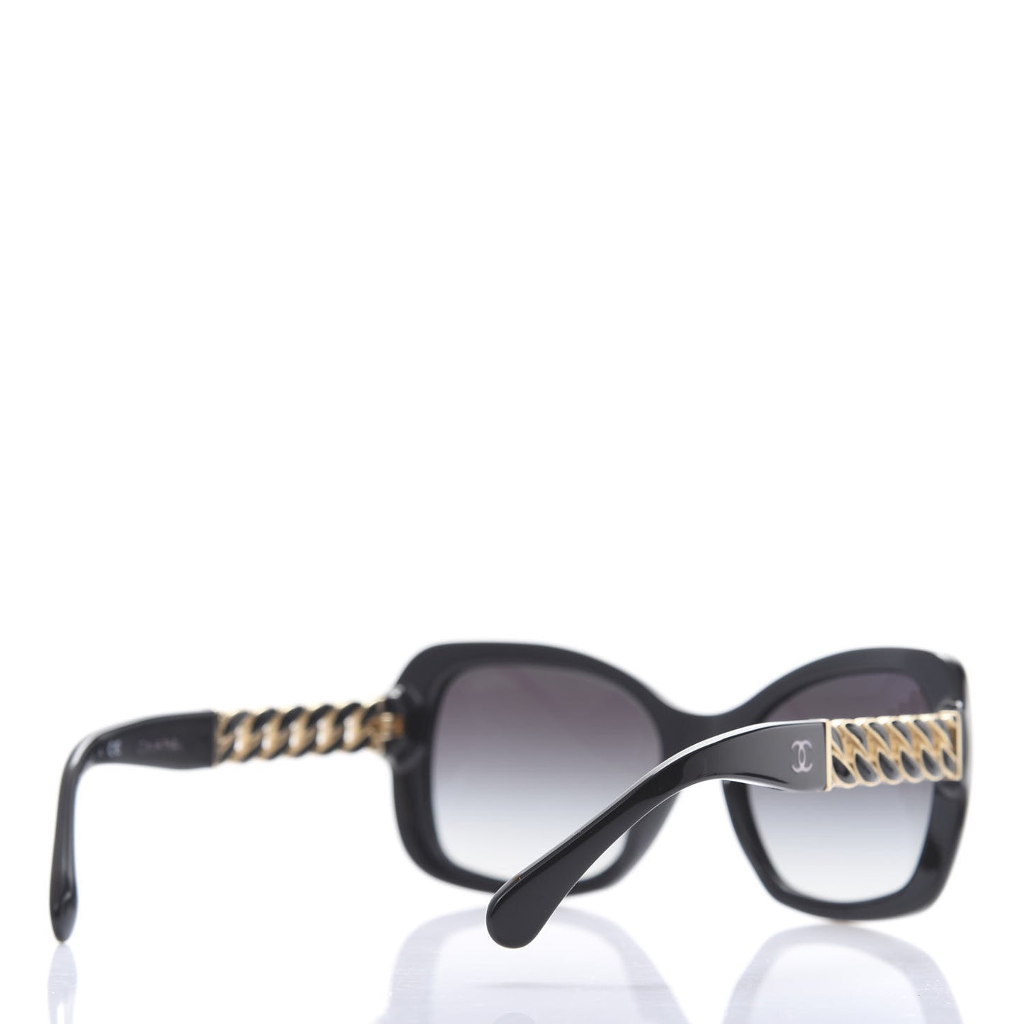 Acetate Metal Chain Square Sunglasses 5305 Black