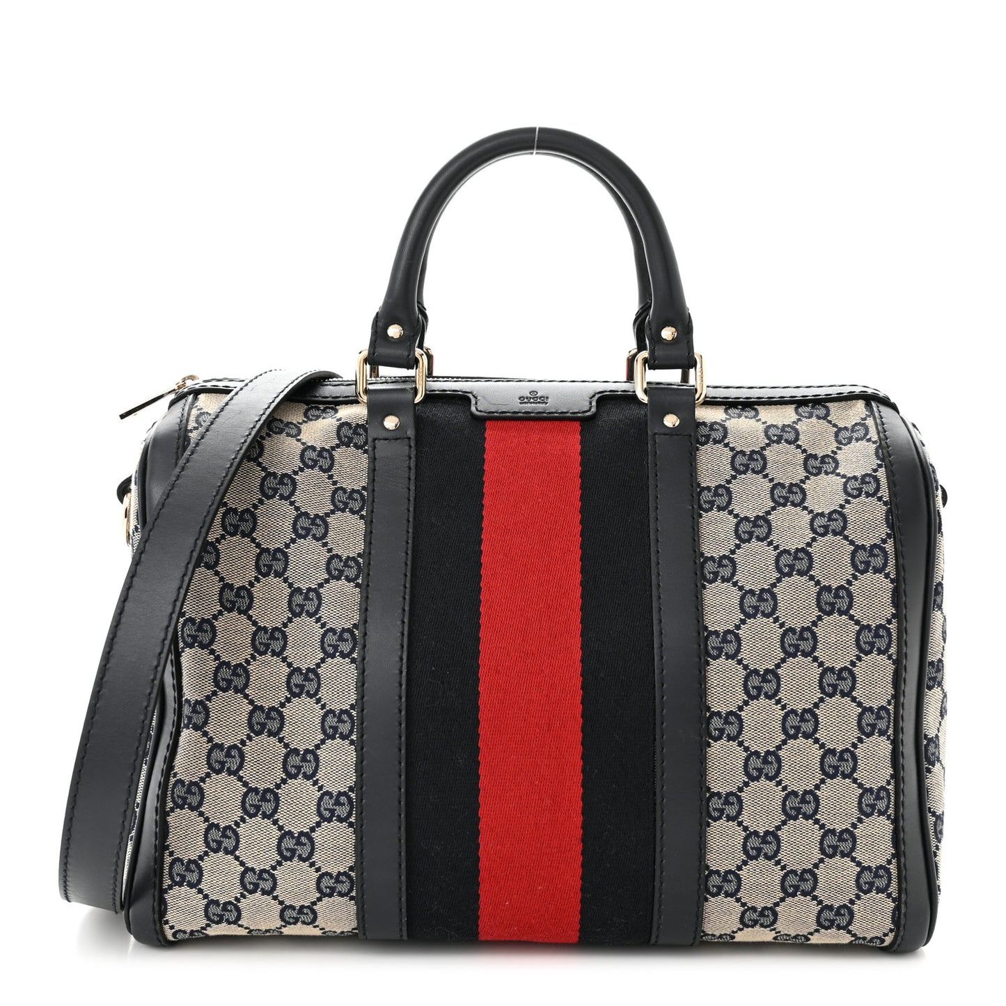 Monogram Selleria Calfskin Vintage Web Medium Boston Beige Blue