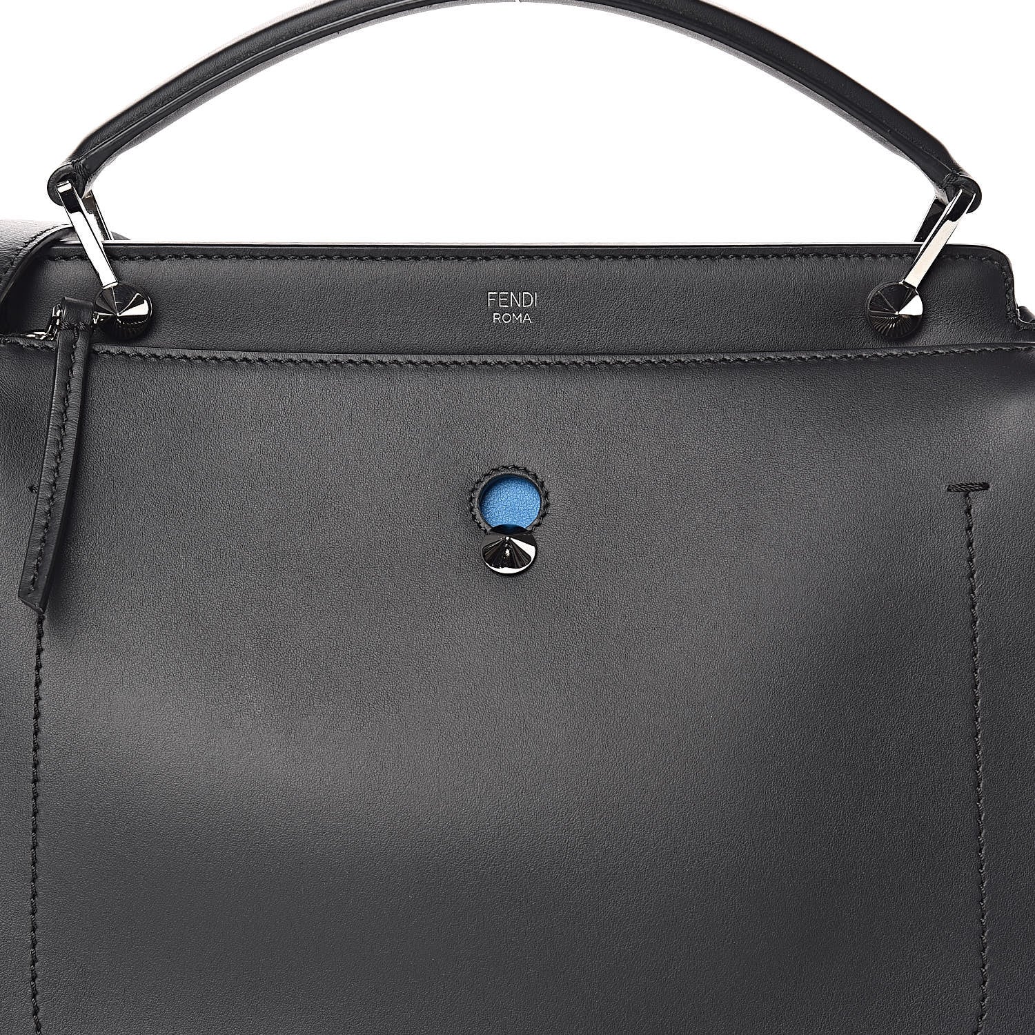 Fendi Vitello Baltico Dolce DotCom Satchel Black Blue Royal 15 of 15