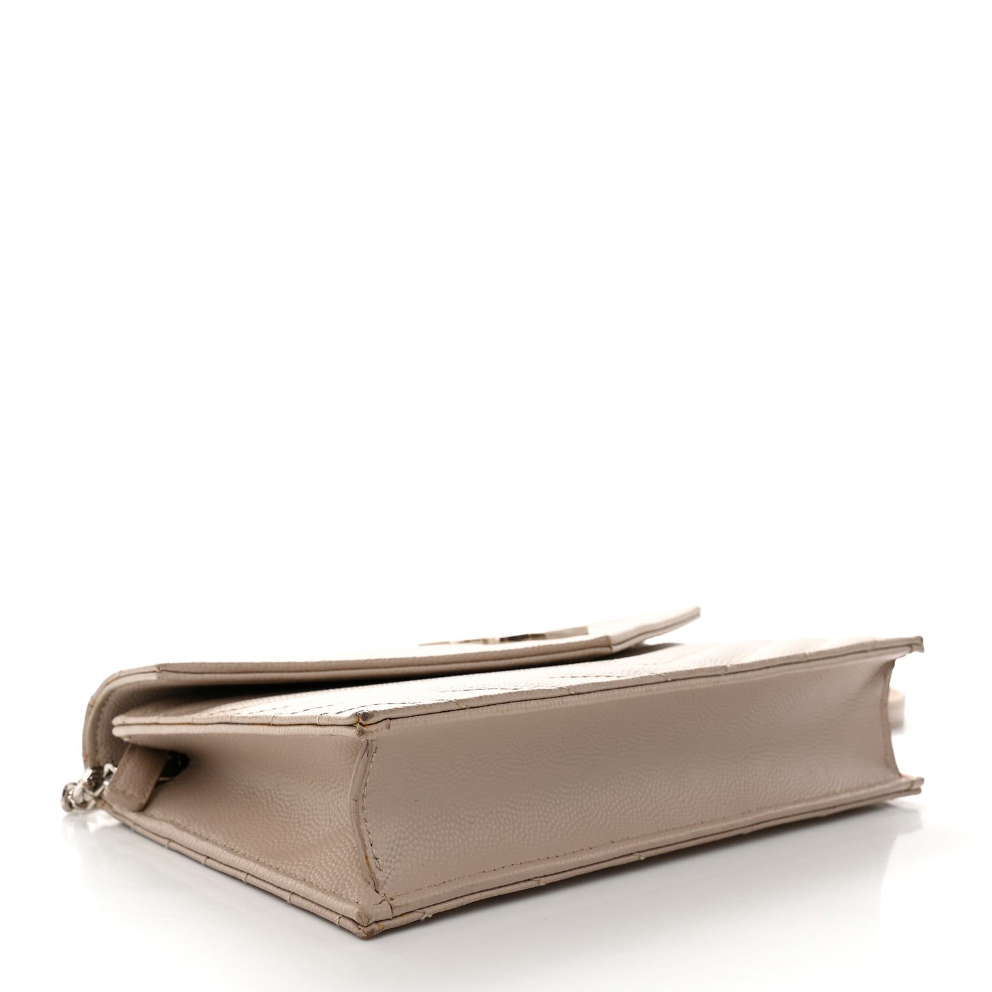 Grain De Poudre Matelasse Chevron Monogram Envelope Chain Wallet Dark Beige