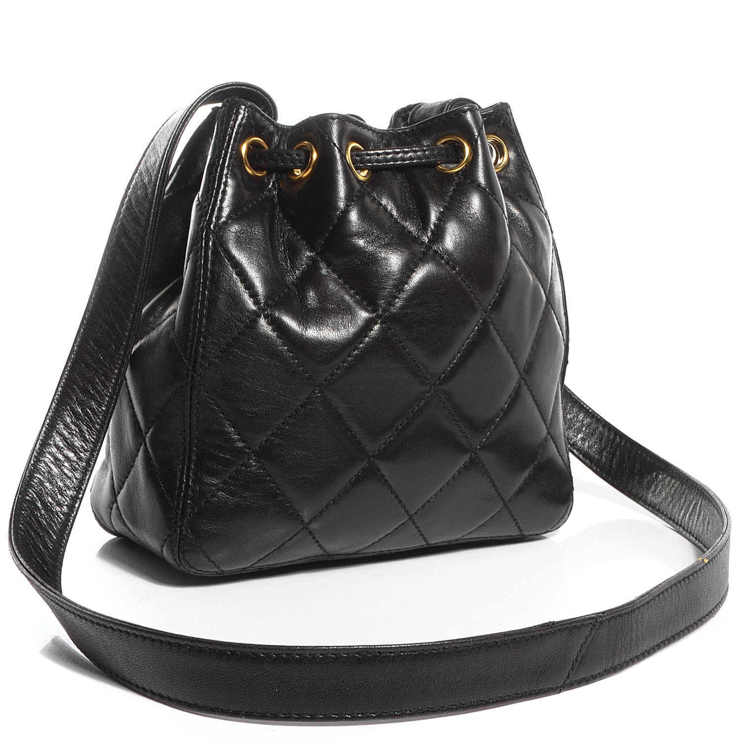 Chanel Lambskin Quilted Drawstring Shoulder Bag Dark Brown 3 of 7