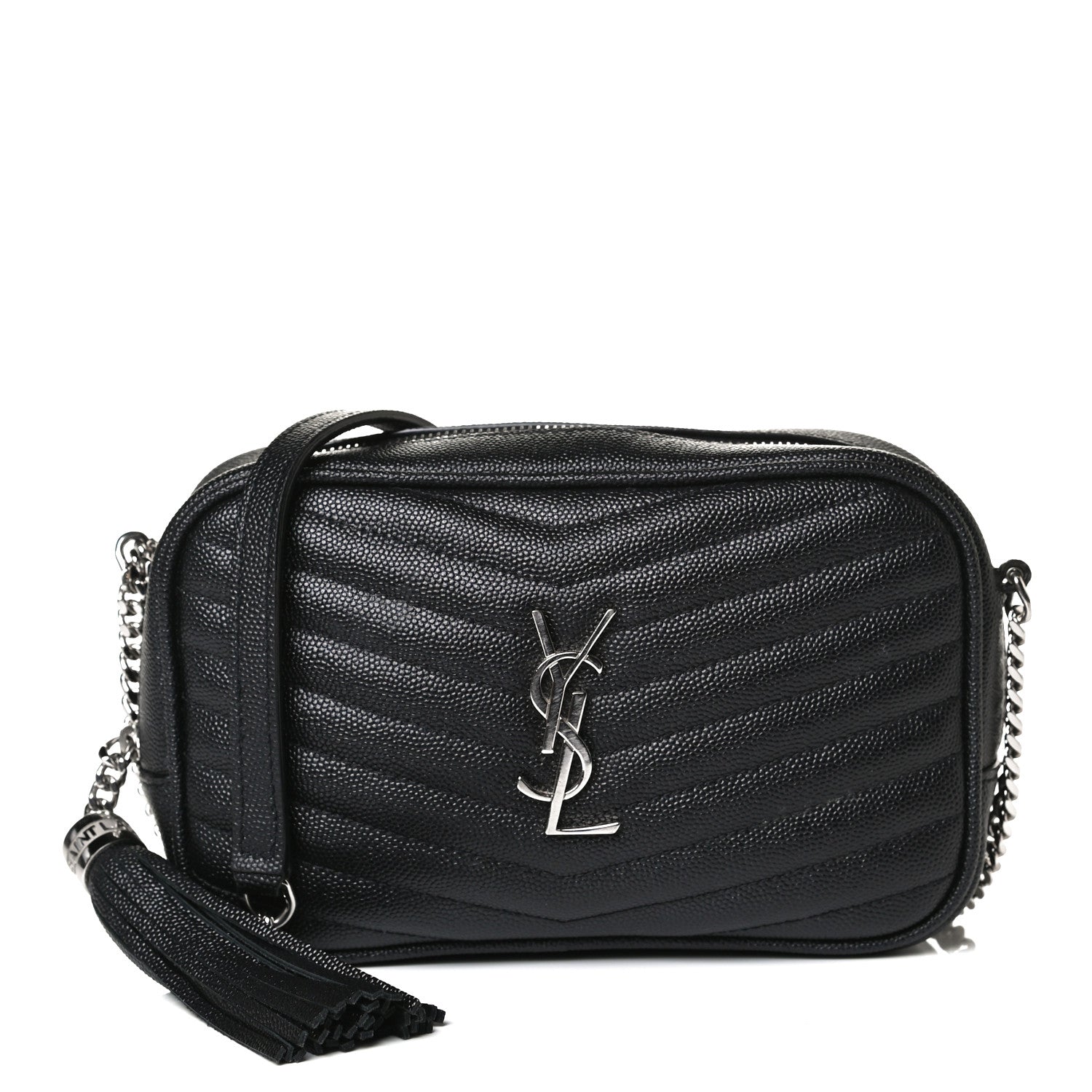 Saint Laurent Grain De Poudre Matelasse Monogram Mini Lou Camera Bag Black 1 of 12