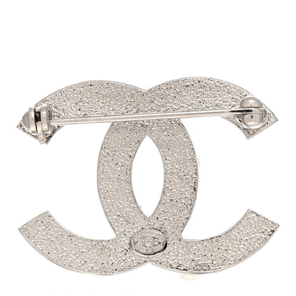 Chanel Pearl Crystal CC Mini Brooch Silver 3 of 5