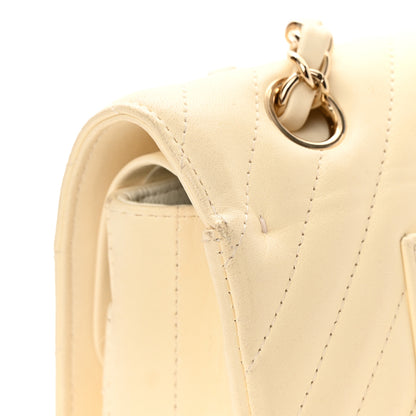 Chanel Lambskin Chevron Quilted Medium Double Flap Ivory 21 of 24