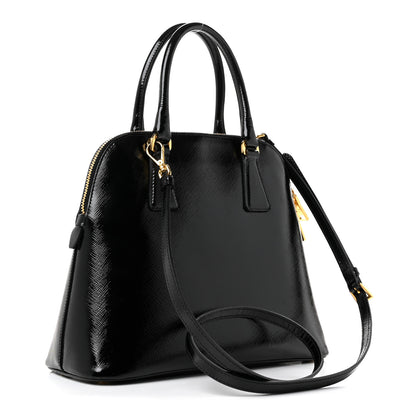 Prada Saffiano Vernice Small Dome Tote Black 3 of 9