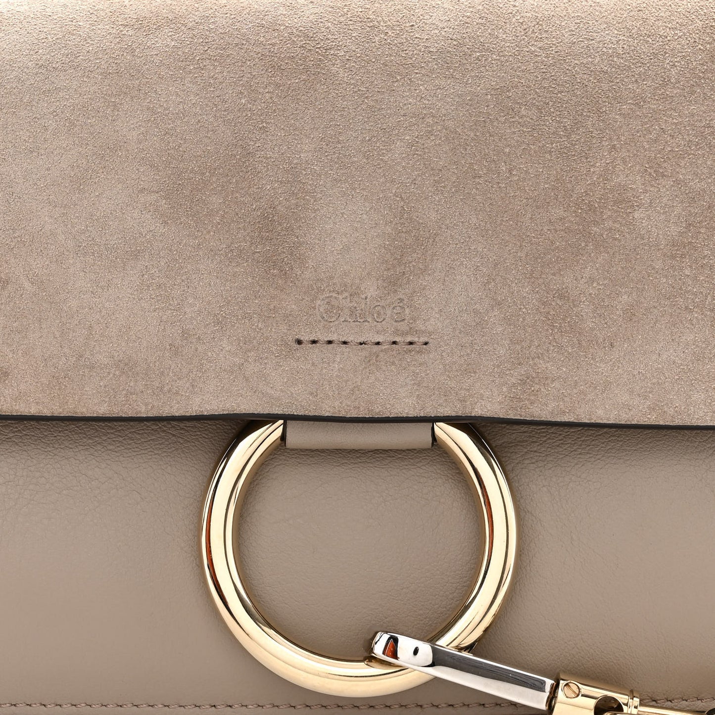 Suede Calfskin Small Faye Shoulder Bag Motty Grey