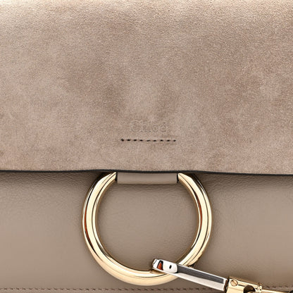 Chloe Suede Calfskin Small Faye Shoulder Bag Motty Grey 8 of 10