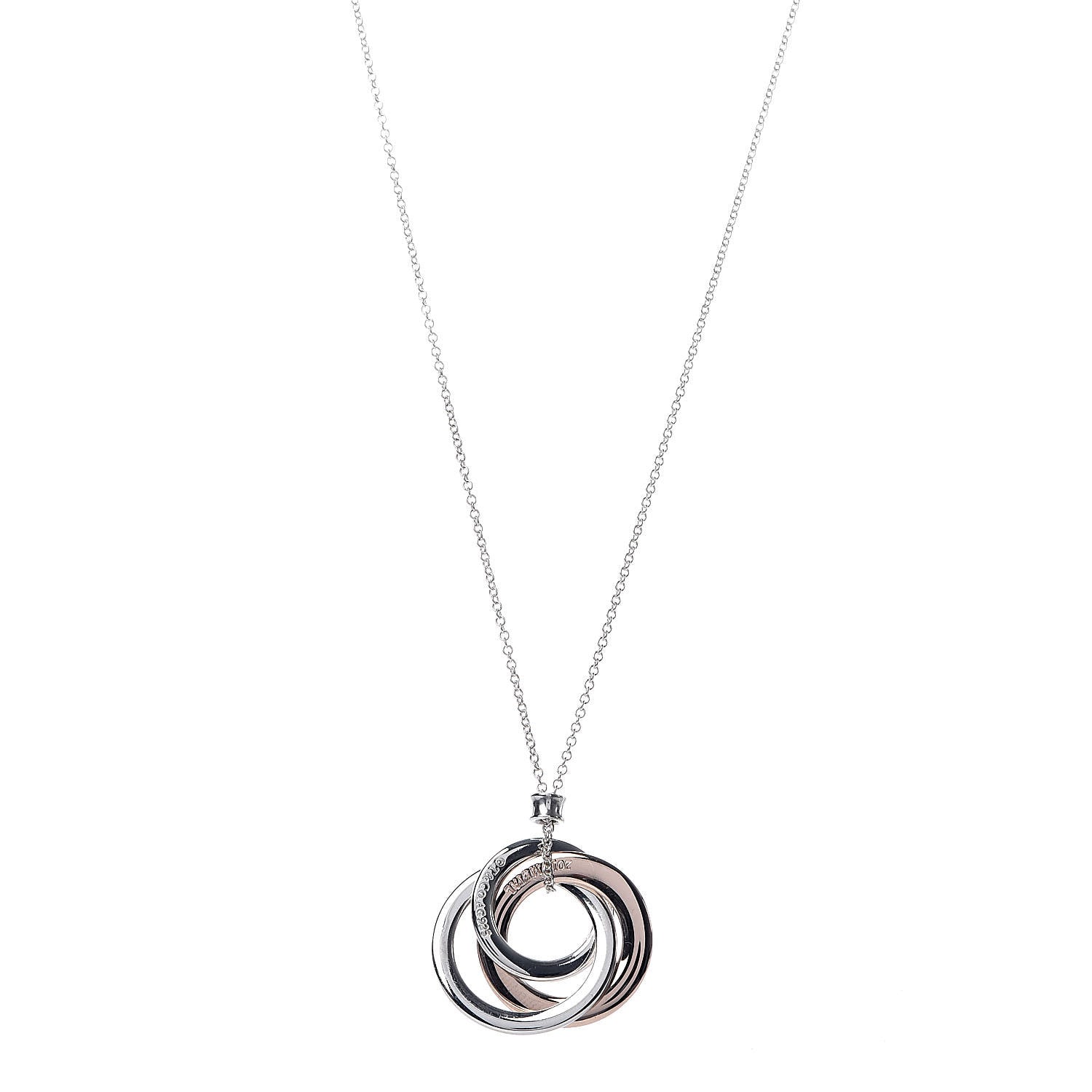 Tiffany Sterling Silver Rubedo 1837 Circles Pendant Necklace 1 of 4